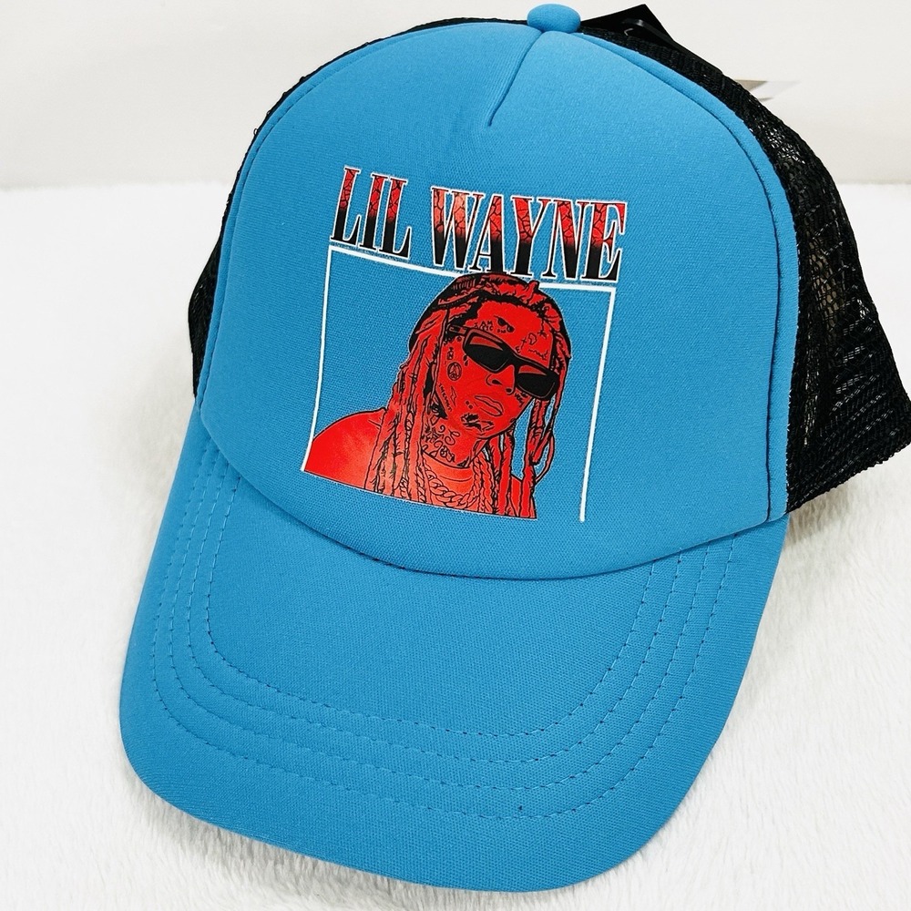 Lil Wayne‎ Wordmark Logo Trucker 2-Tone Foam Hat Cap Adjustable Snapback Blue